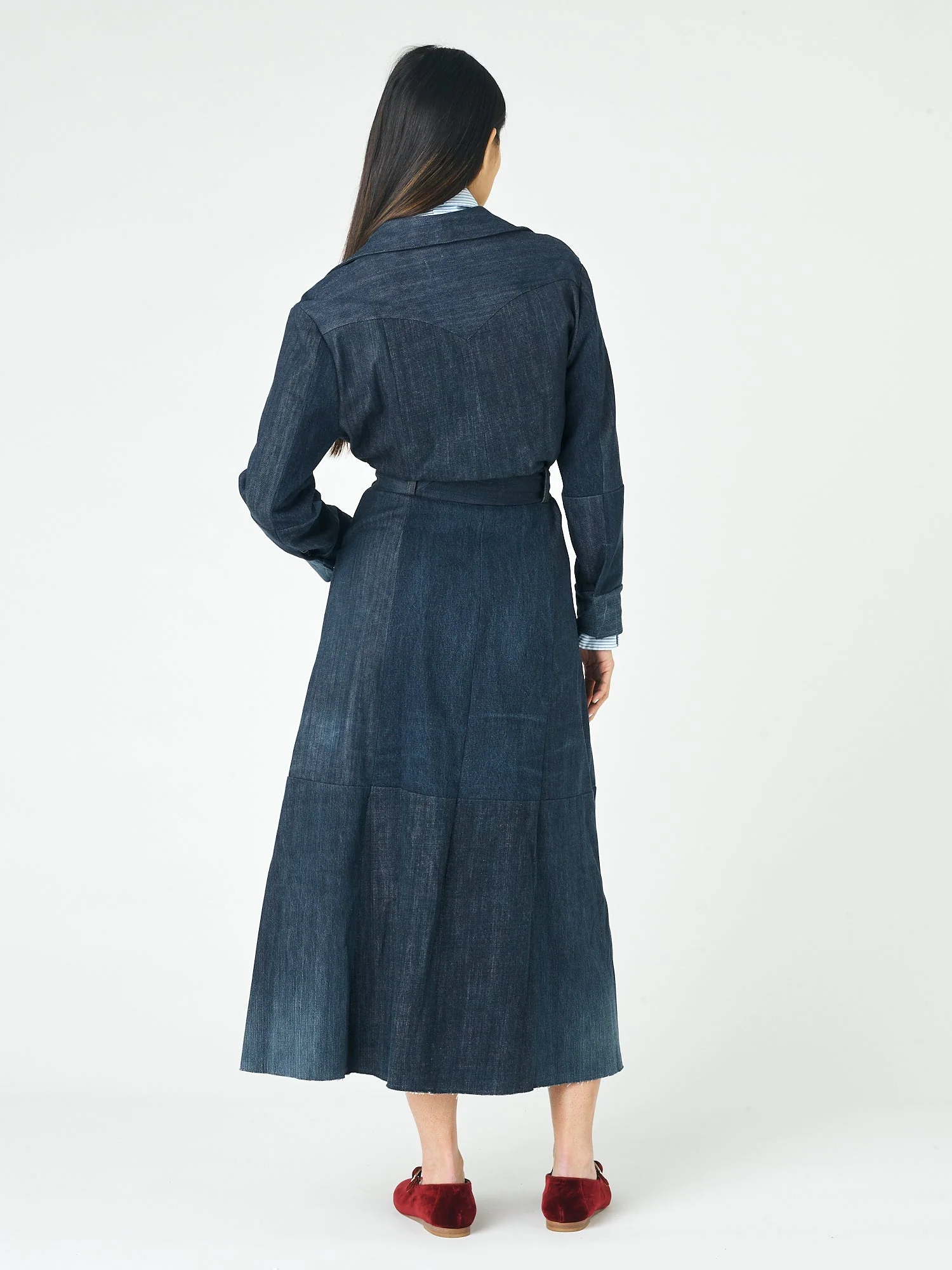Classic Denim Dress Dark Blue - Image 4