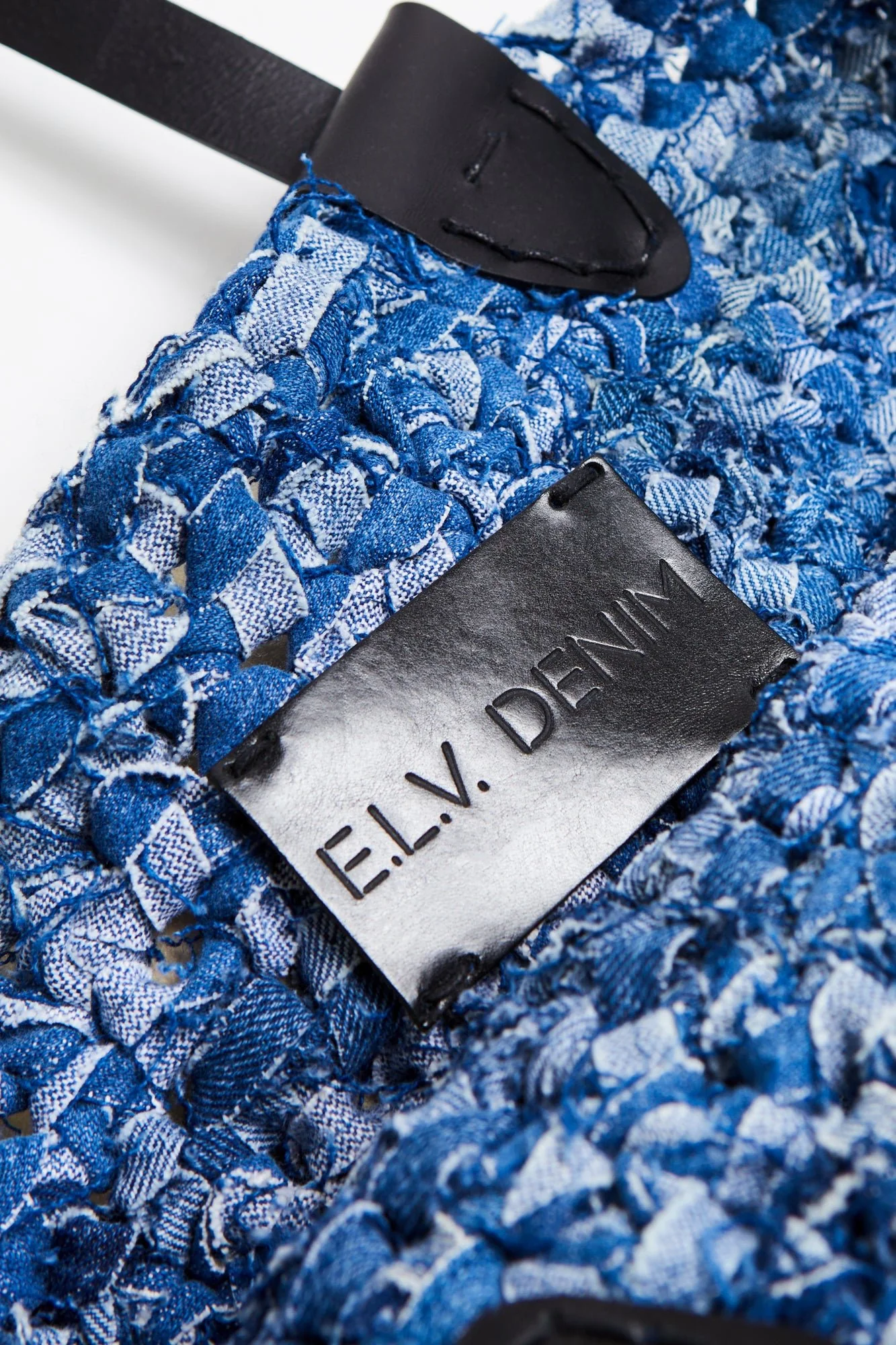 Denim Crochet Tote Bag Blue - Image 5