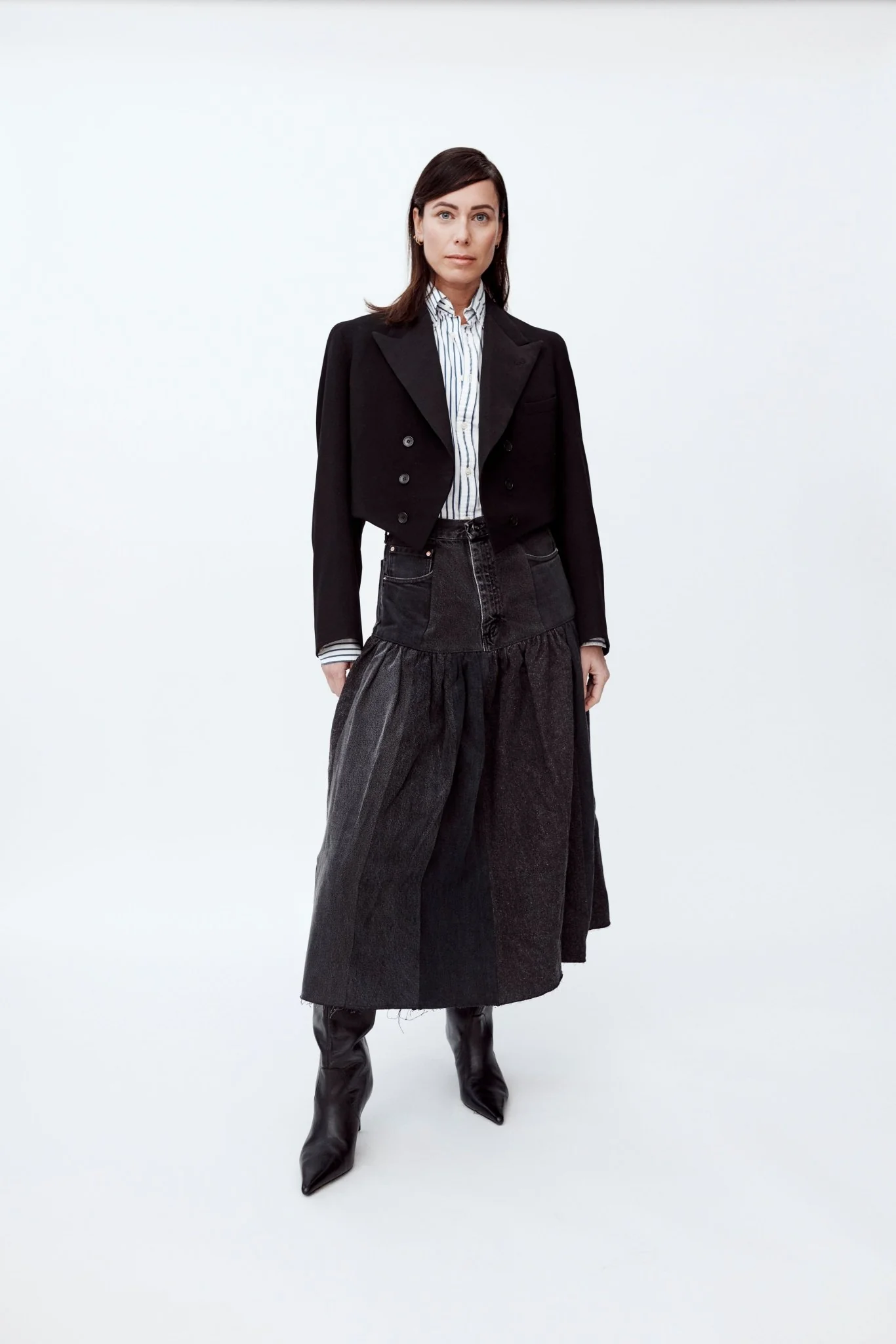 Harvard Denim Skirt Charcoal - Image 3