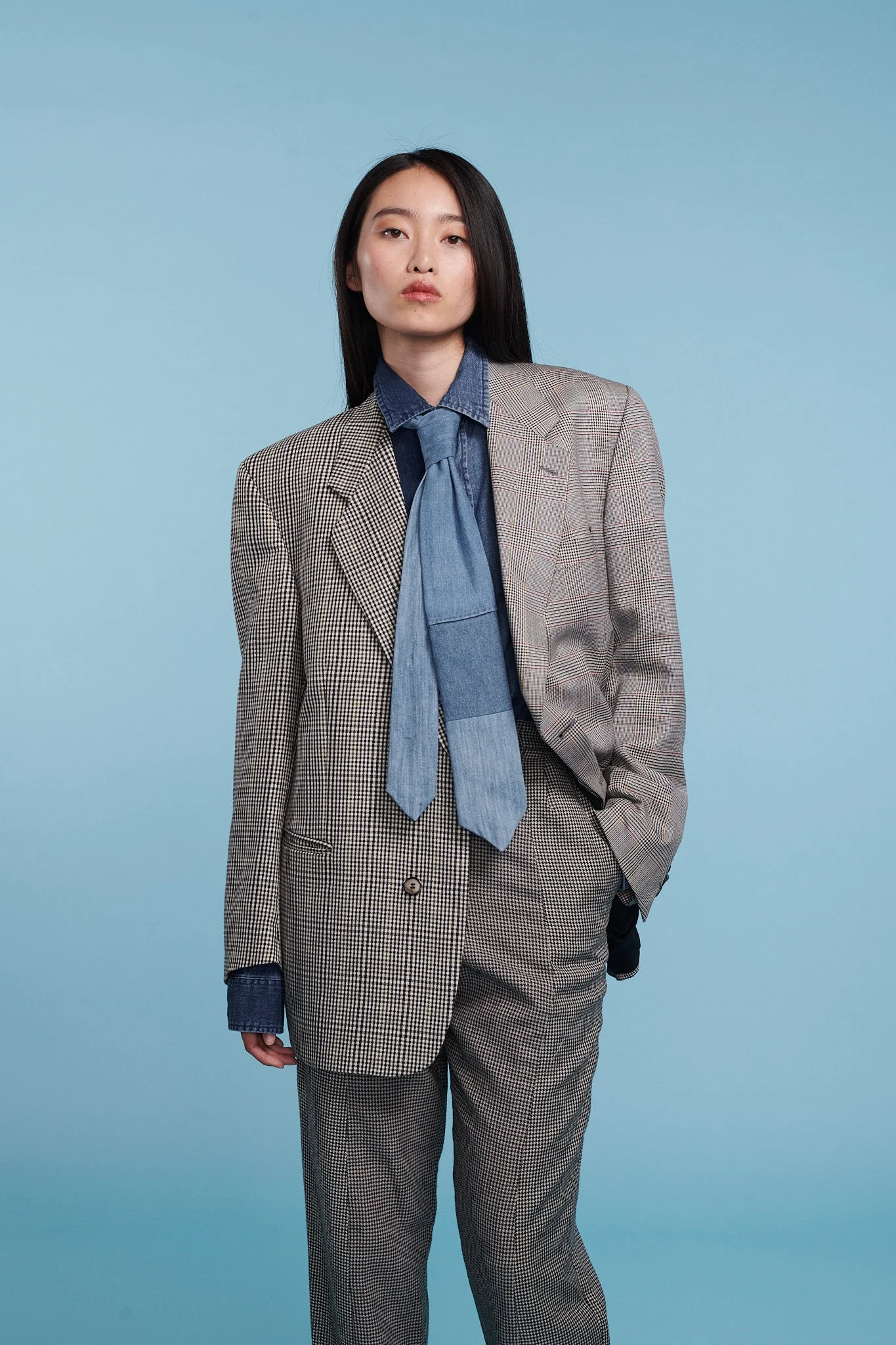 Patchwork Denim Tie - Image 4